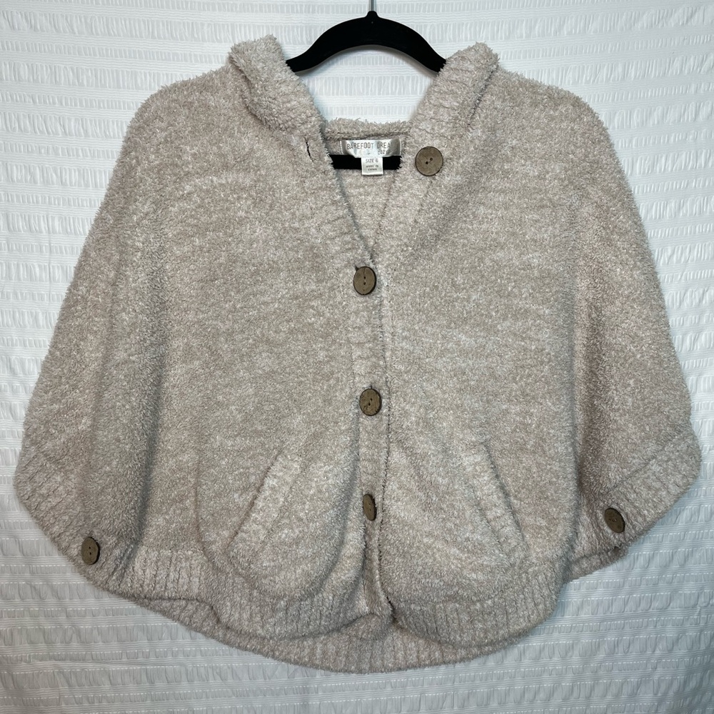 Barefoot Dreams Women’s Cream Button-Up Poncho Size 6 Cozy Chic